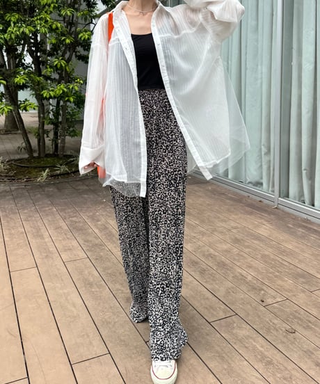 レオパード柄プリーツパンツ(キャメル)