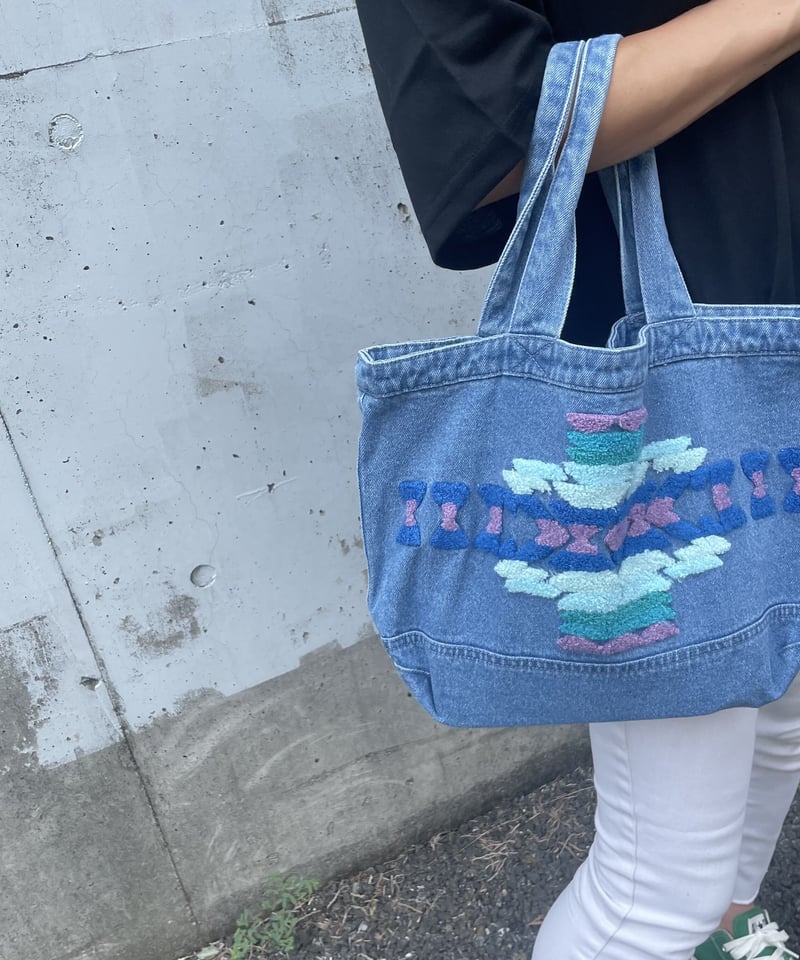 オルテガ刺繍デニムトートバッグ | COPINE