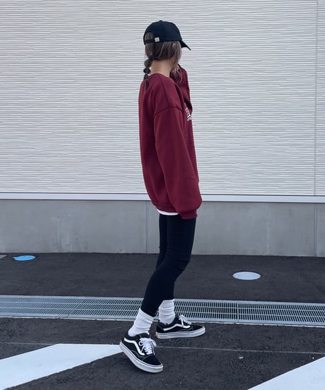 裏起毛カレッジロゴトレーナー(ワインレッド)