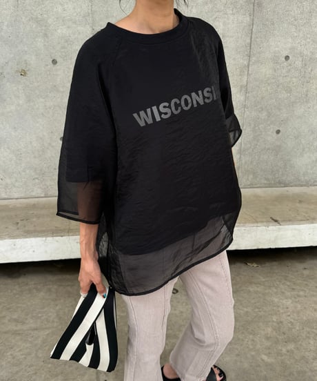 オーガンジーレイヤードロゴTシャツ(ブラック)
