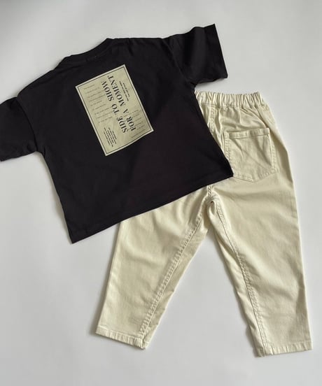 【kids】ストレッチ入り！ウエストゴムツイルテーパードパンツ・アイボリー(110~150)