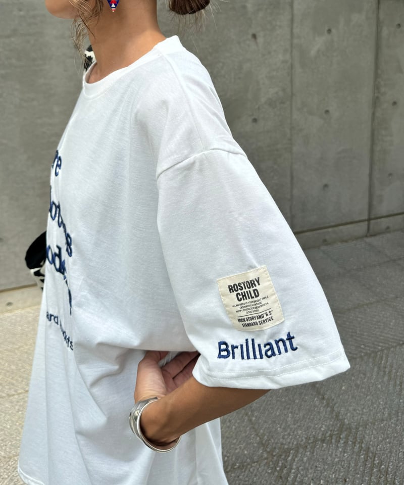 刺繍ロゴダメージビッグTシャツ(ホワイト) | COPINE