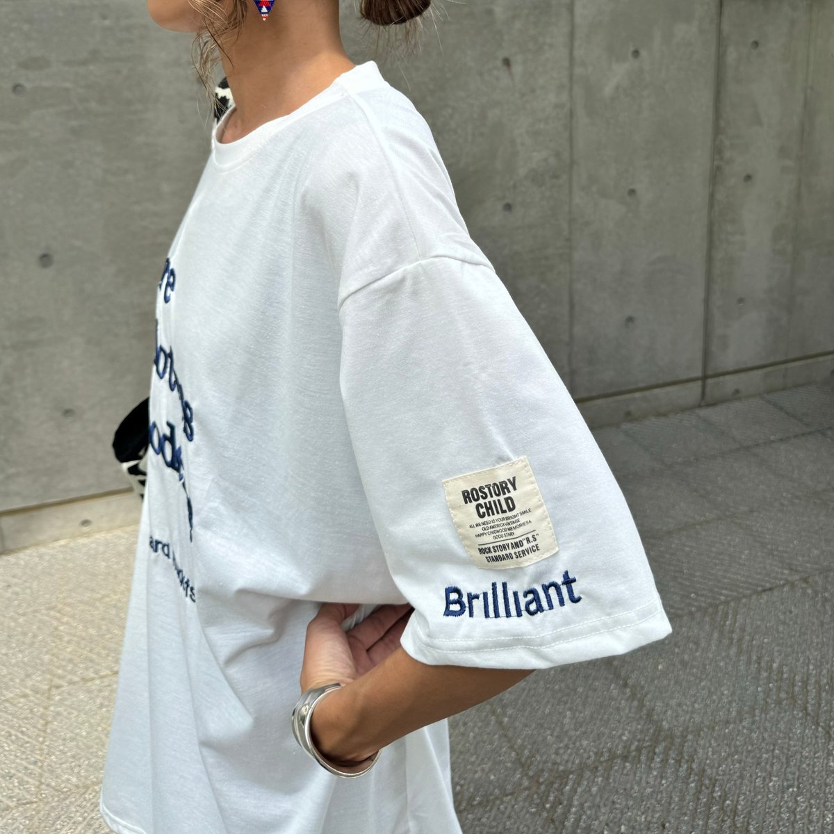 刺繍ロゴダメージビッグTシャツ(ホワイト) | COPINE 刺繍ロゴダメージビッグTシャツ(ホワイト) | COPINE