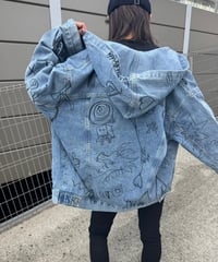 ラクガキプリントデニムパーカージャケット