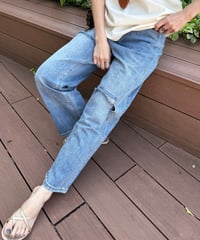 ハイウエストダメージデニムパンツ
