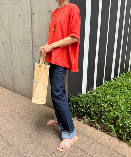 接触冷感バックロングTシャツ(オレンジ)