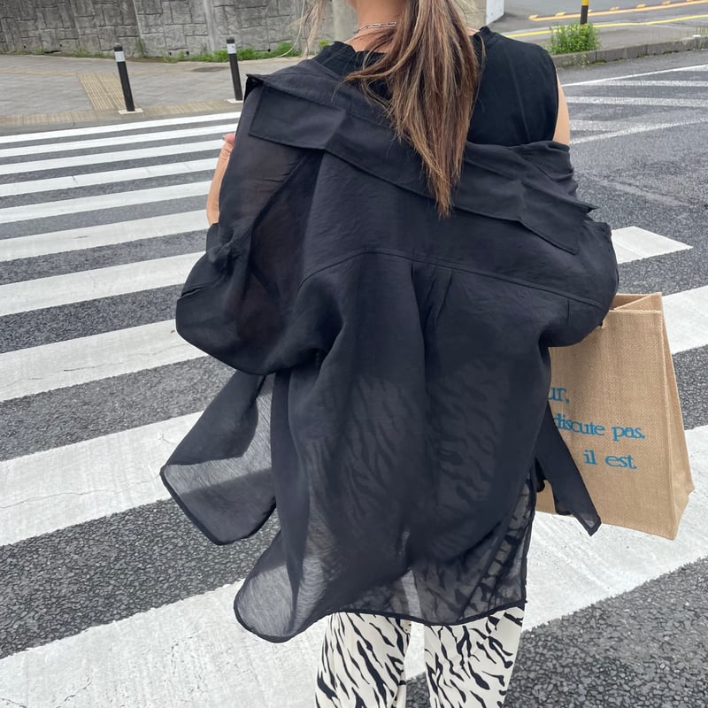 オーバーサイズ長袖シアーシャツ(ブラック) | COPINE オーバーサイズ長袖シアーシャツ(ブラック) | COPINE