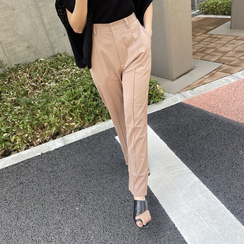 ウエストゴムピンタックサテンパンツ(ベージュ） | COPINE