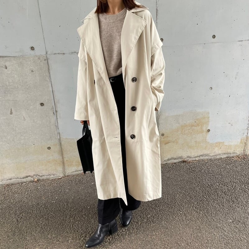 ギャバ袖2WAYロングコート(アイボリー) | COPINE ギャバ袖2WAYロングコート(アイボリー) | COPINE
