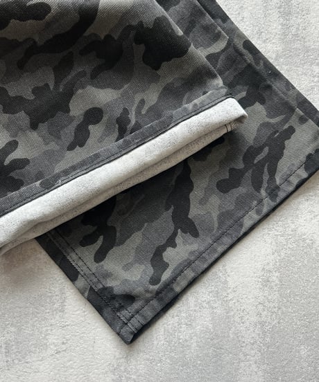 迷彩ハイウエストワイドデニムパンツ