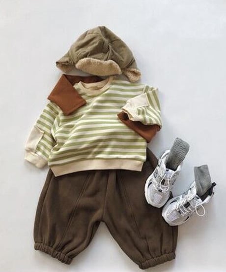 【kids】袖パッチボーダースウェット(2color・2size)