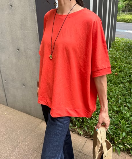 接触冷感バックロングTシャツ(オレンジ)