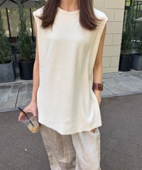 サイドスリットリブノースリーブ(エクリュ)