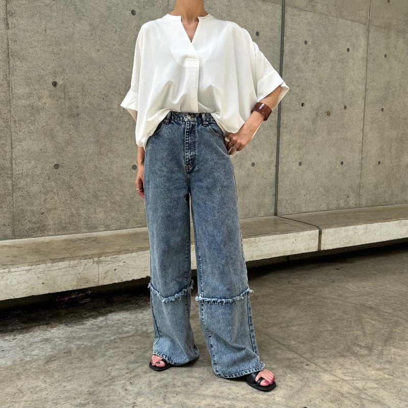 裾切替ワイドデニムパンツ(2size) | COPINE