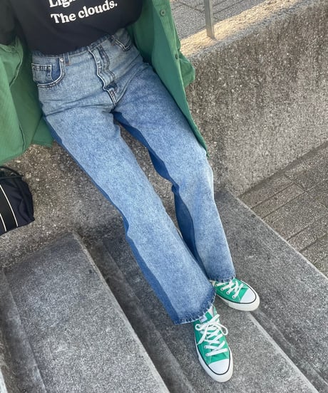 バイカラーデニムパンツ