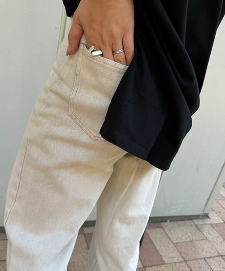 カットオフストレートデニムパンツ(ライトグレー)