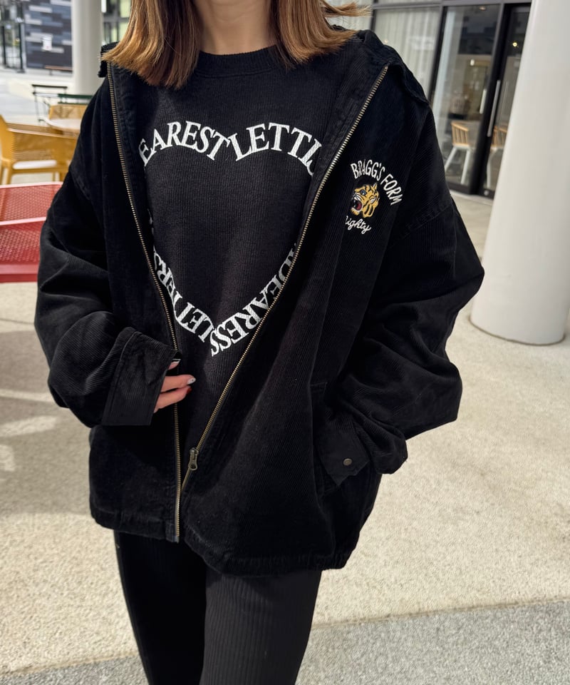 Janice 刺繍入り コーデュロイブラックジャケット XL ロッキーモンロー Rocky Monroe コーデュロイジャケット YOIDORE