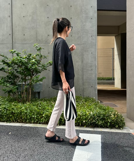 オーガンジーレイヤードロゴTシャツ(ブラック)