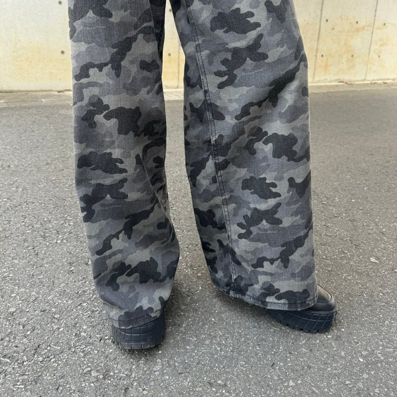 迷彩ハイウエストワイドデニムパンツ | COPINE