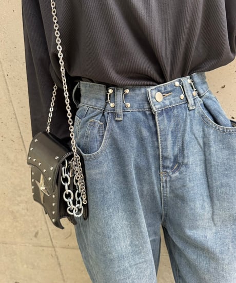 タックホックワイドデニムパンツ