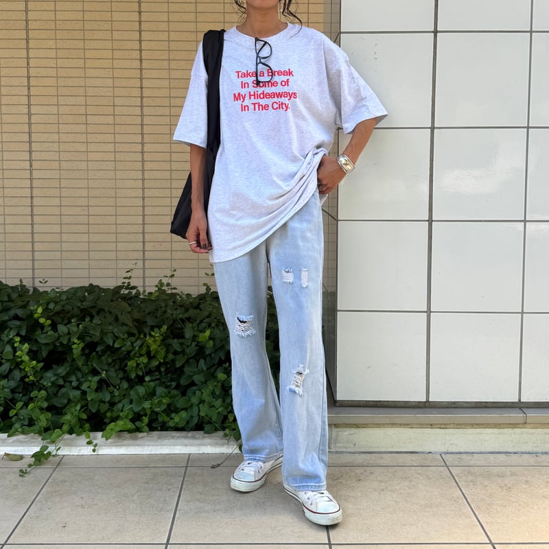 ダメージ加工ワイドデニムパンツ | COPINE