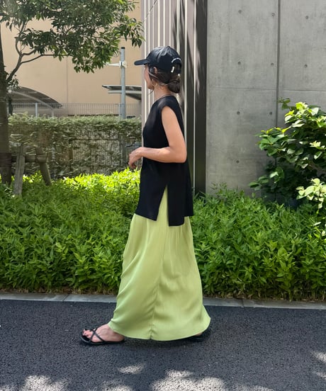 カラープリーツスカート(ライトグリーン)