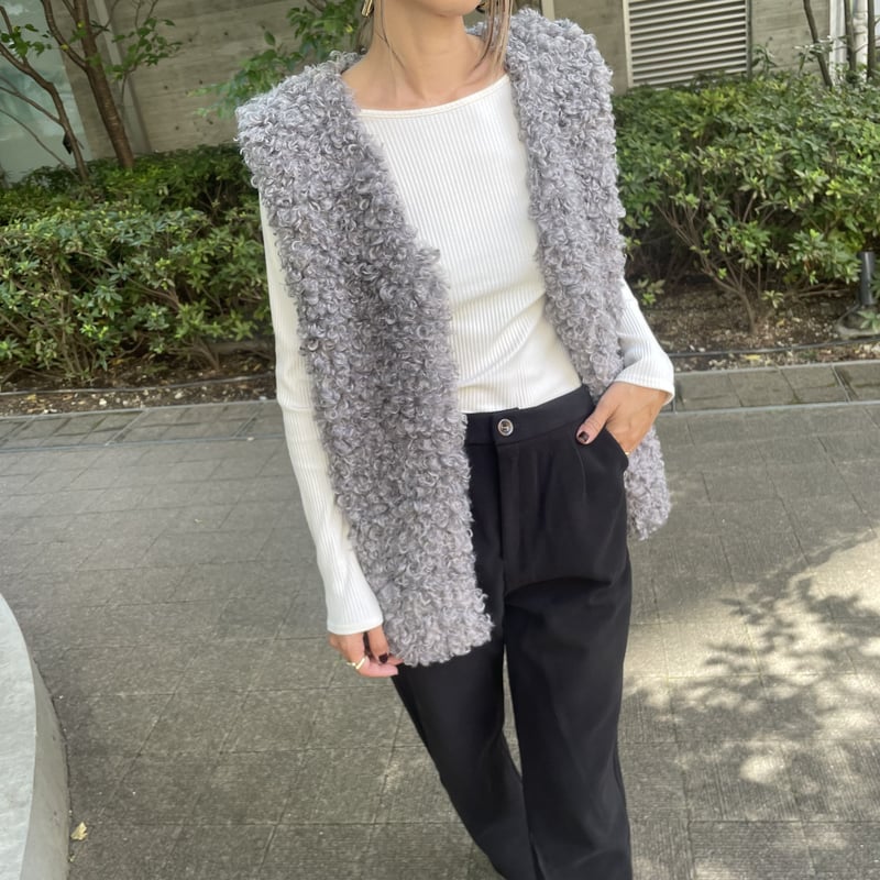 アンミヌ　UNMINOU プードルファーベスト　グレー プードルファーベスト(グレー) | COPINE