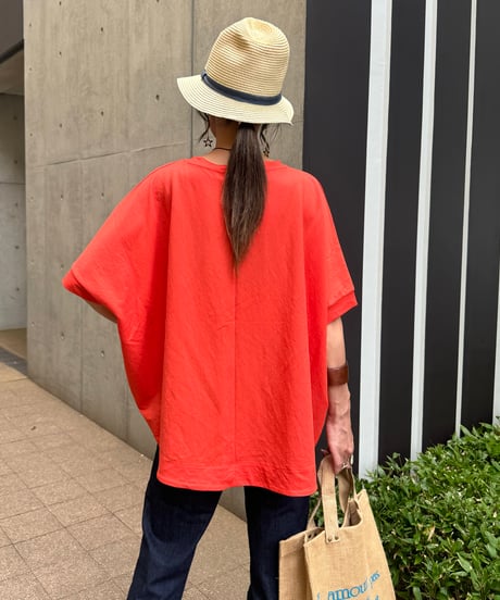 接触冷感バックロングTシャツ(オレンジ)
