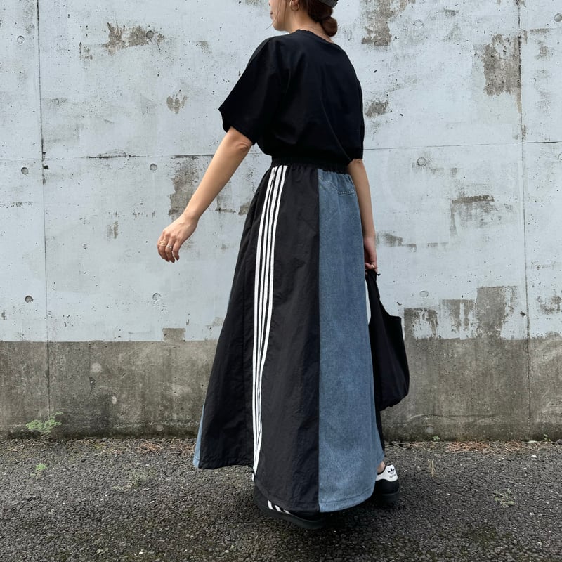 異素材切り替えサイドラインデニムスカート | COPINE