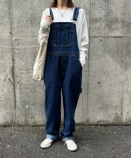 デニムサロペットパンツ（ワンウォッシュ)