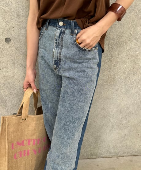 バイカラーデニムパンツ