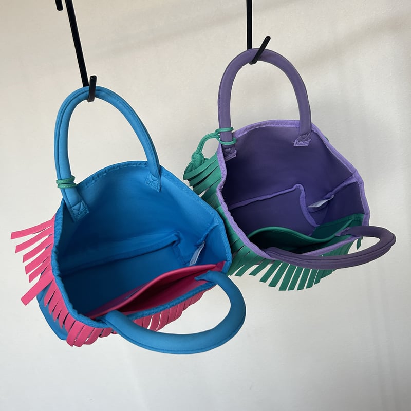 フリンジミニトートバッグ/ビーチバッグ(パープル) | COPINE フリンジミニトートバッグ/ビーチバッグ(パープル) | COPINE