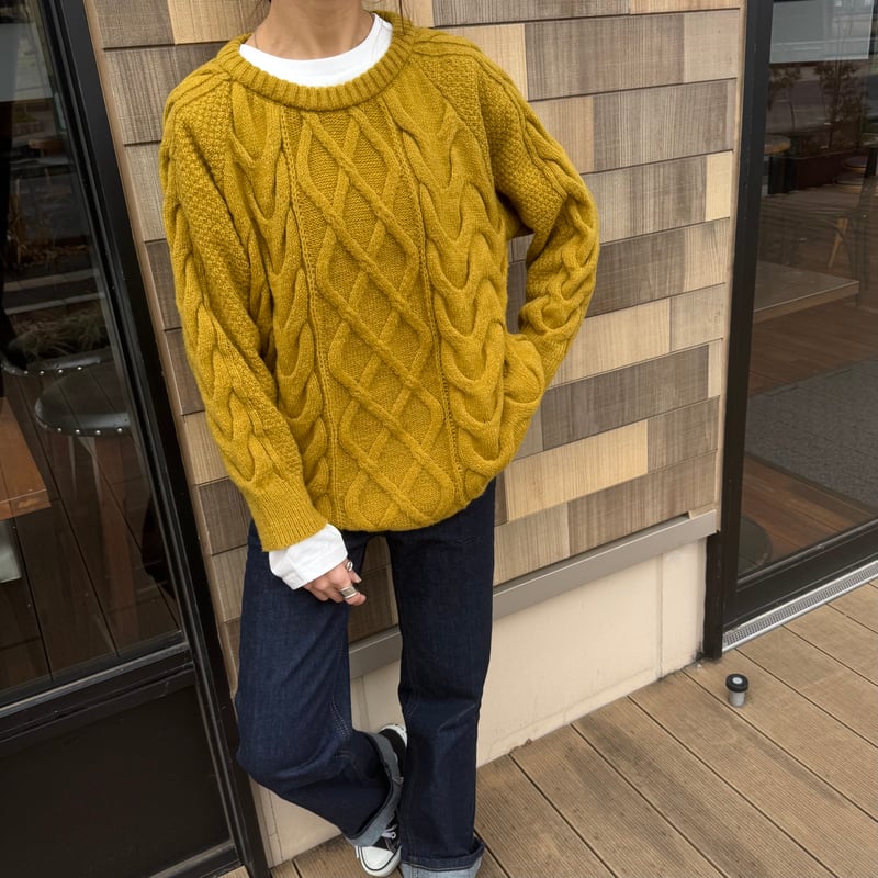 ケーブル編みゆるニット(マスタード） | COPINE