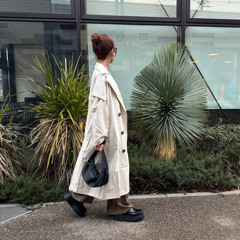 ギャバ袖2WAYロングコート(アイボリー) | COPINE