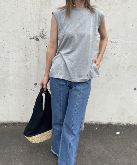 バックロングリボンデザインノースリーブ(グレー）