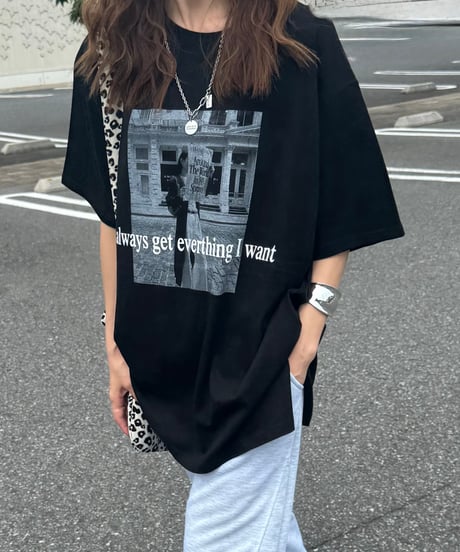 モノクロフォトプリントTシャツ(ブラック)