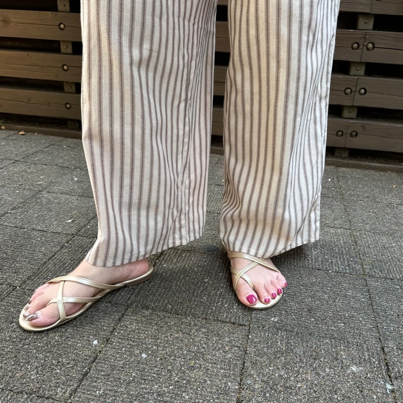 ストライプワイドパンツ(ベージュ) | COPINE