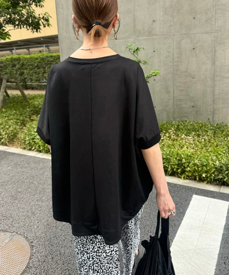 接触冷感バックロングTシャツ(ブラック)