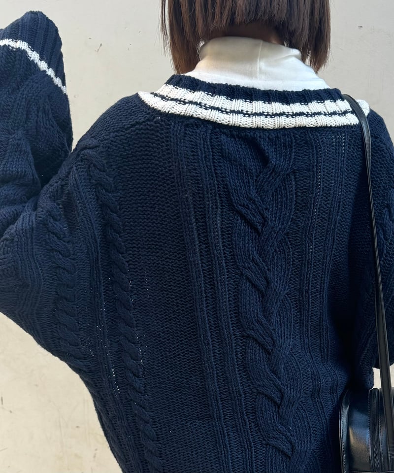 オーバーサイズチルデンニット(ネイビー) | COPINE
