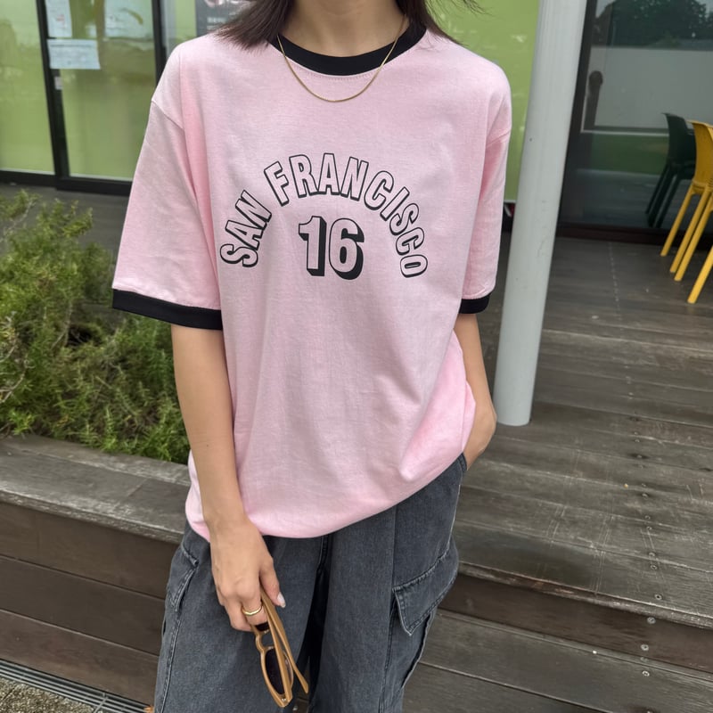 配色プリントTシャツ(ピンク) | COPINE