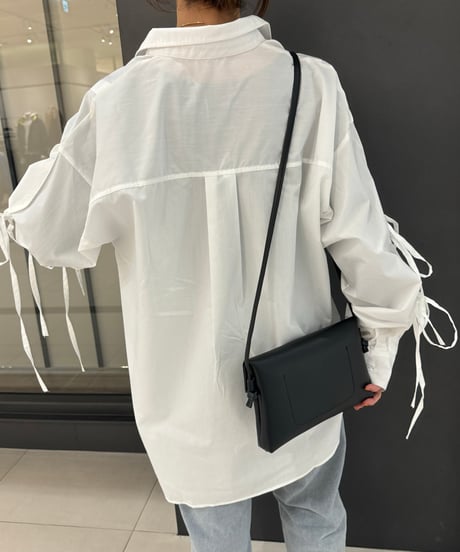 袖リボンブロードシャツ