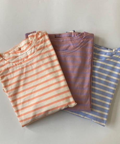 カラーボーダーロングスリーブTシャツ(ライトブルー)