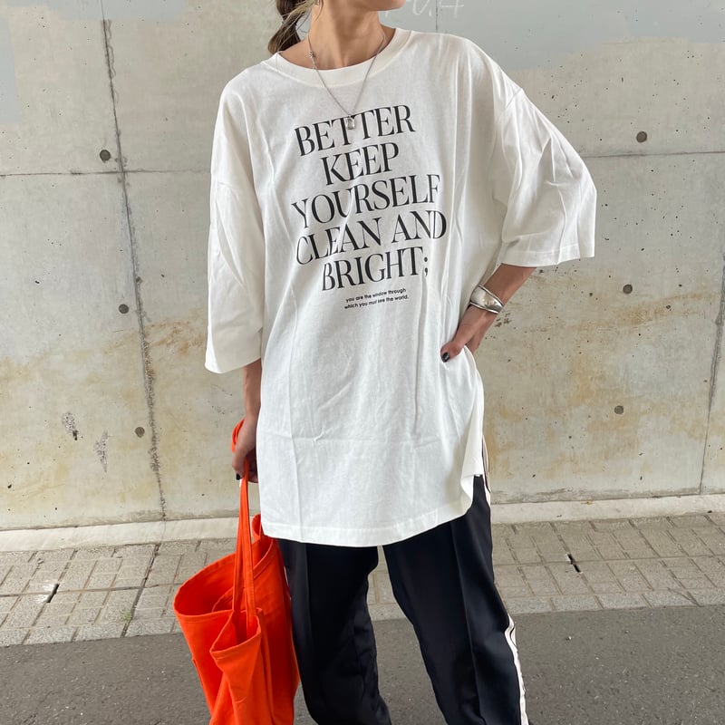 オーバーサイズロゴプリントTシャツ(ホワイト) | COPINE
