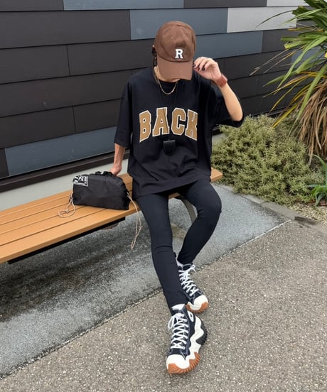 BACKコットンtシャツ(ブラック)