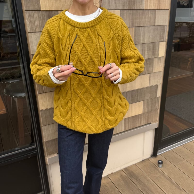 ケーブル編みゆるニット(マスタード） | COPINE