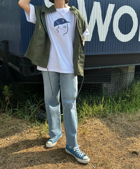 カットオフデニムストレートパンツ