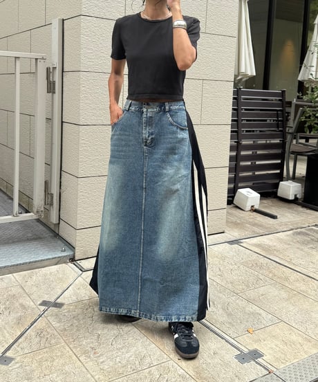 サイドラインデニムドッキングスカート