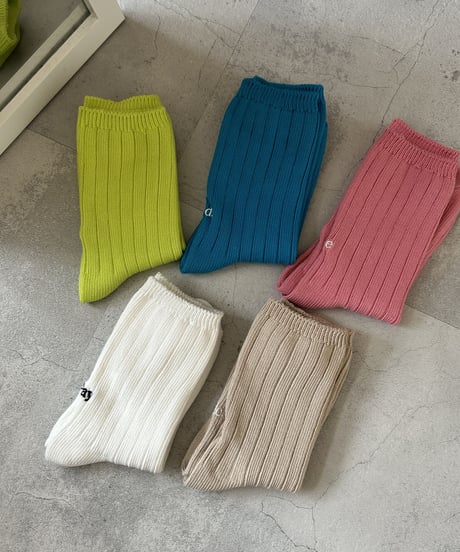 『nice day』ロゴ刺繍リブソックス(5color)