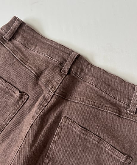 センタースリットデニムパンツ(ブラウン)