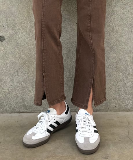 センタースリットデニムパンツ(ブラウン)